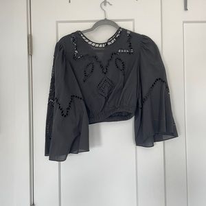 Rhode black long sleeve eyelet crop top NEVER WORN